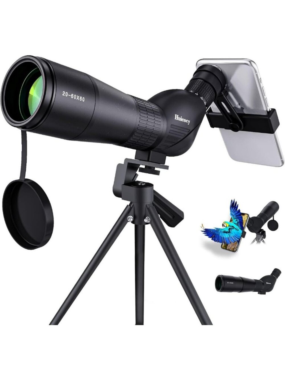 High-Power 20-60x60mm Spotting Scope with Tripod, Phone Adapter & Carry Bag for